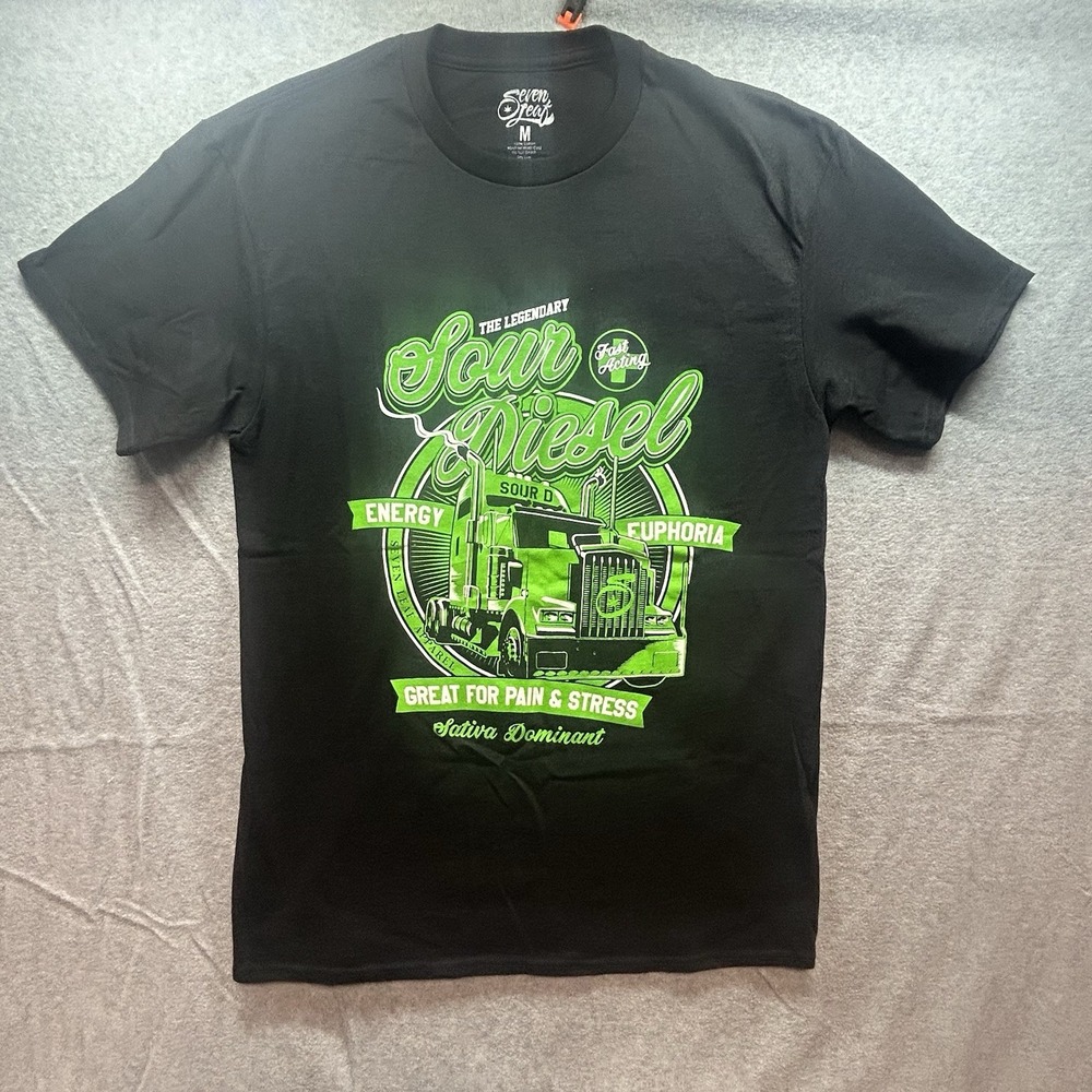 Men's Medium Graphic Sour Diesel T-Shirt Weed Trucking Semi Truck Tee Streetwear